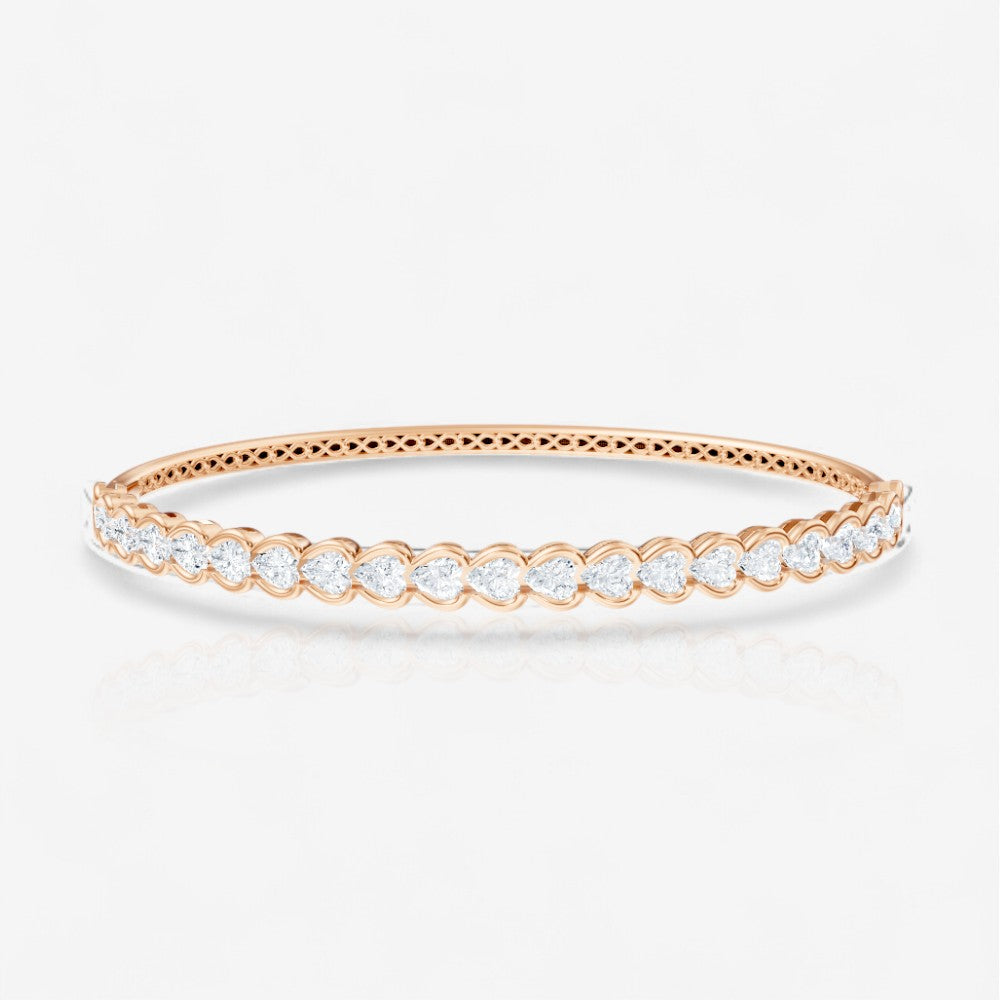 Half Bezel Heart Cut Lab-Grown Diamond Bangle Bracelet