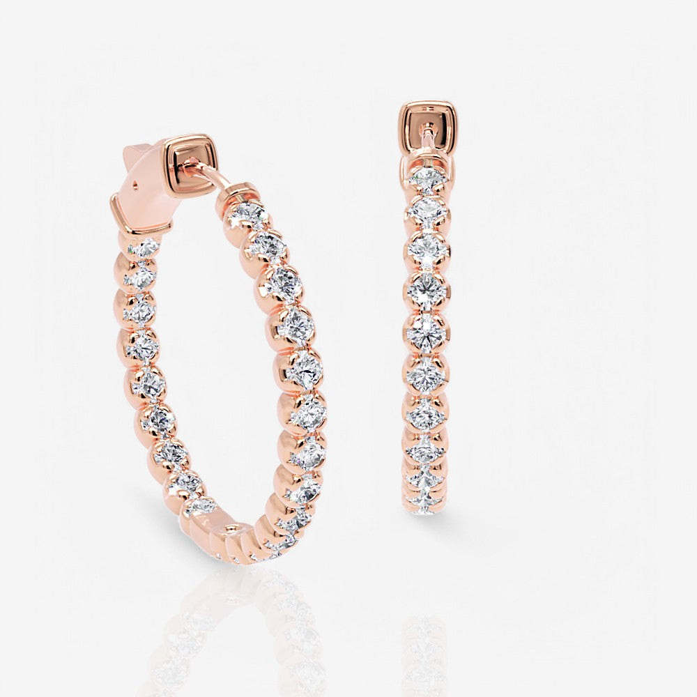 Inside Out Lab-Grown Diamond Round Hoop Earrings, 1.00 Inch