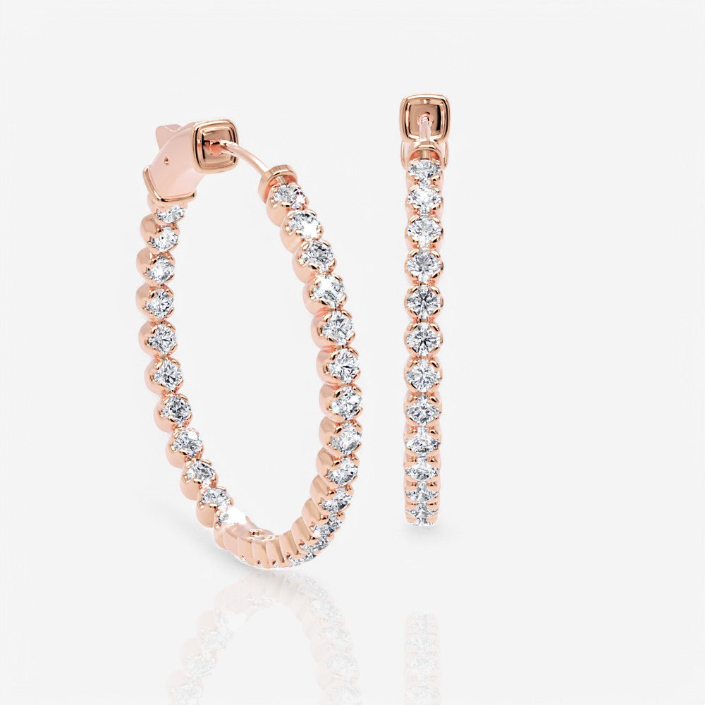 Inside Out Lab-Grown Diamond Round Hoop Earrings, 1.25 Inch