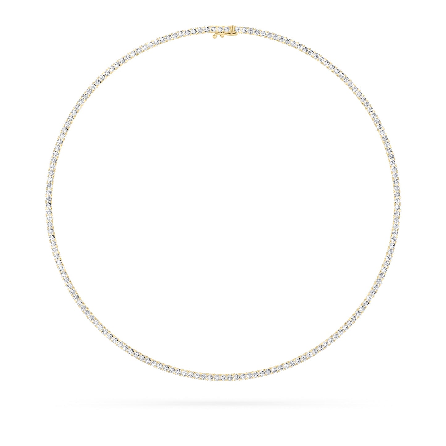 IGI Certified 10.00 CTW FVS Four-Prong Lab Grown Diamond Tennis Necklace in 14kt Yellow Gold