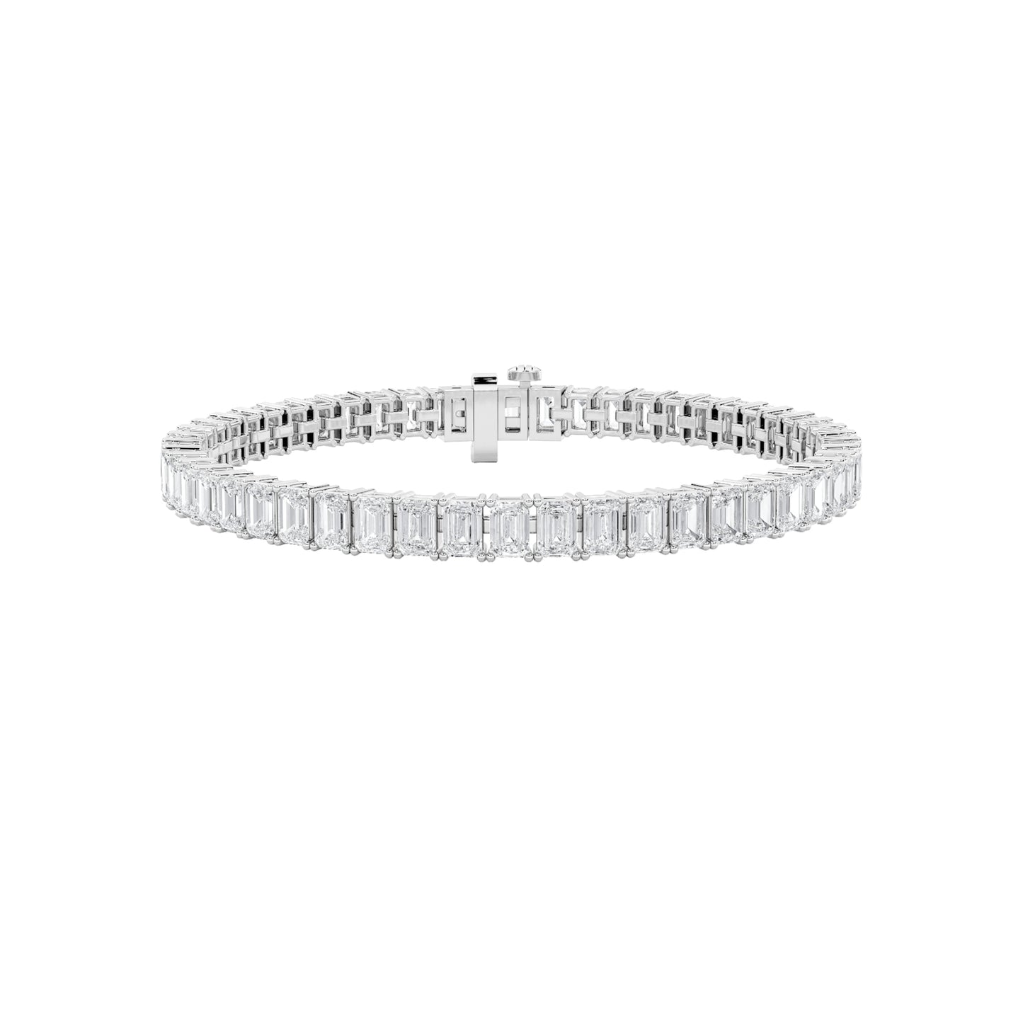 IGI Certified 13.00 CTW FVS Emerald Shaped Lab Grown Diamond Tennis Bracelet in 14kt White Gold