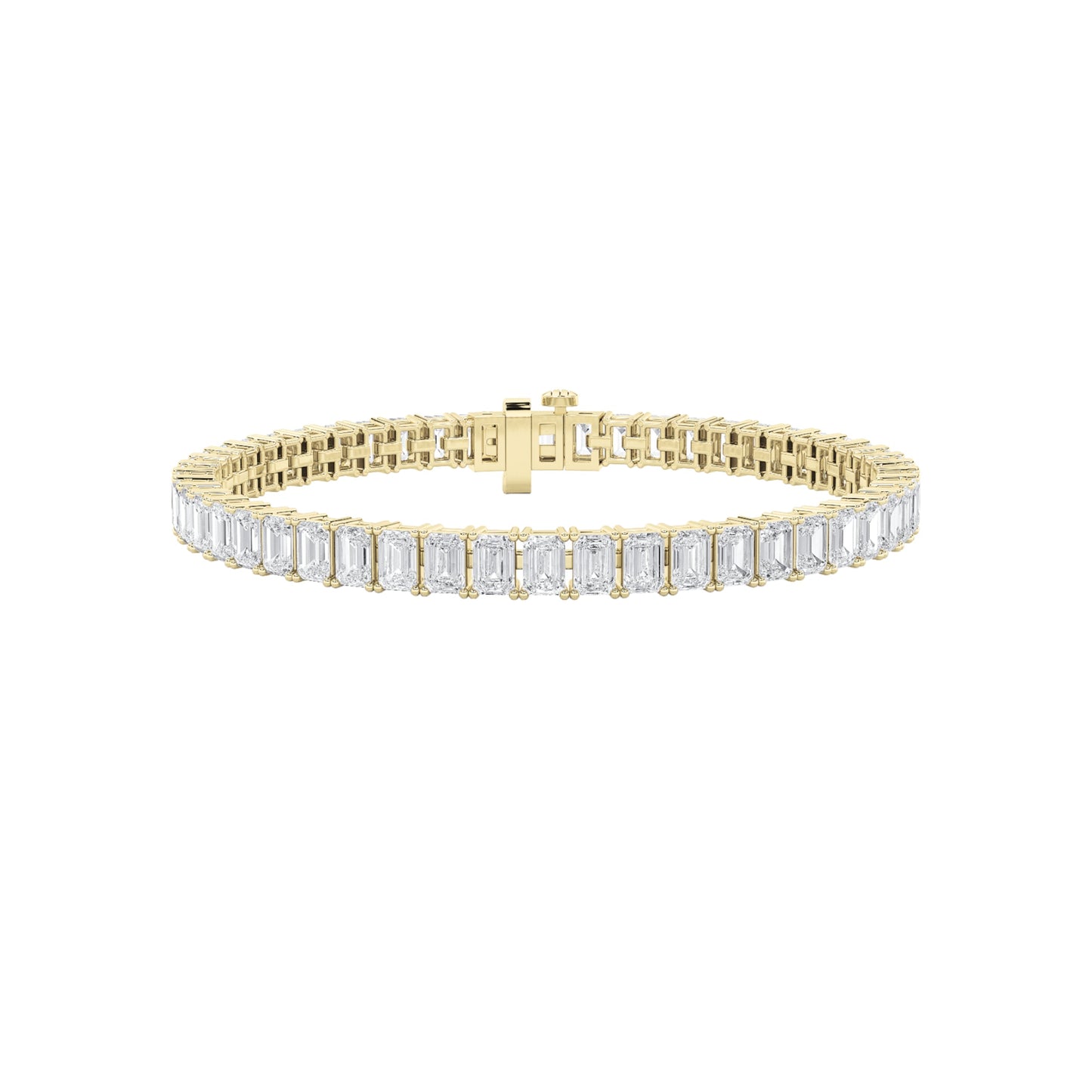 IGI Certified 16.75 CTW FVS Emerald Shaped Lab Grown Diamond Tennis Bracelet in 14kt Yellow Gold