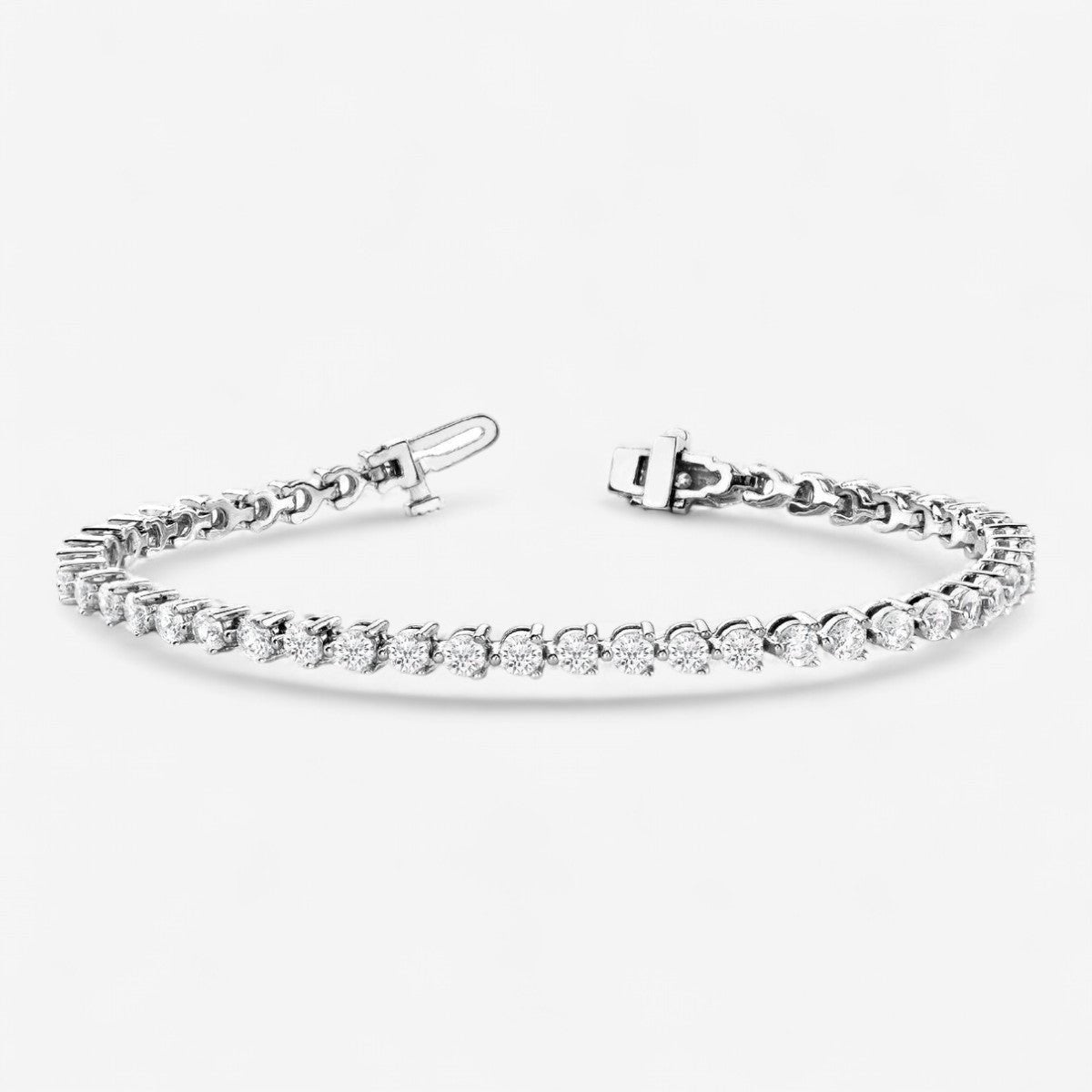 Three Prong Round Lab-Grown Diamond Tennis Bracelet