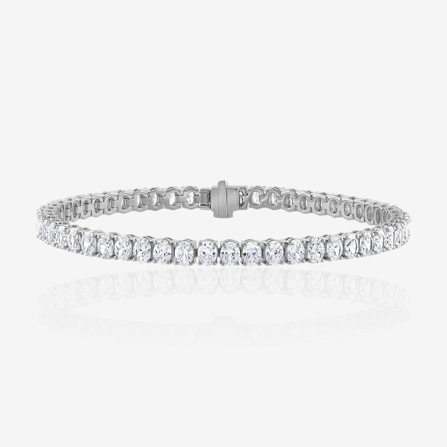 Lab Grown Oval Cut Prong-Set Diamond Tennis Bracelet