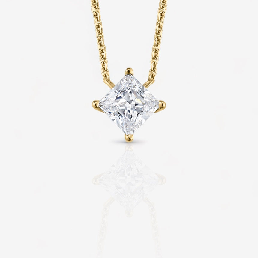 Kite-Set Lab-Grown Princess Cut Stationary Diamond Pendant