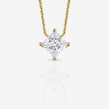 Kite-Set Lab-Grown Princess Cut Stationary Diamond Pendant
