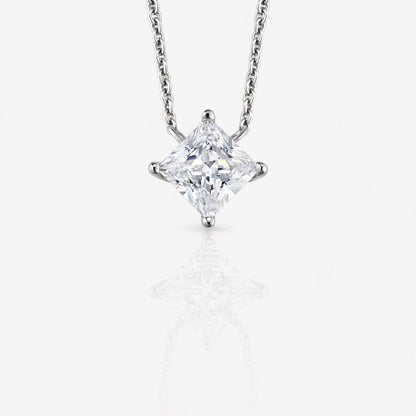 Kite-Set Lab-Grown Princess Cut Stationary Diamond Pendant