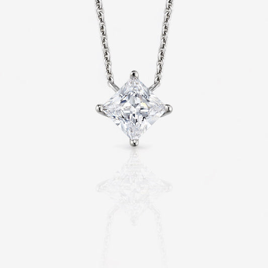Kite-Set Lab-Grown Princess Cut Stationary Diamond Pendant