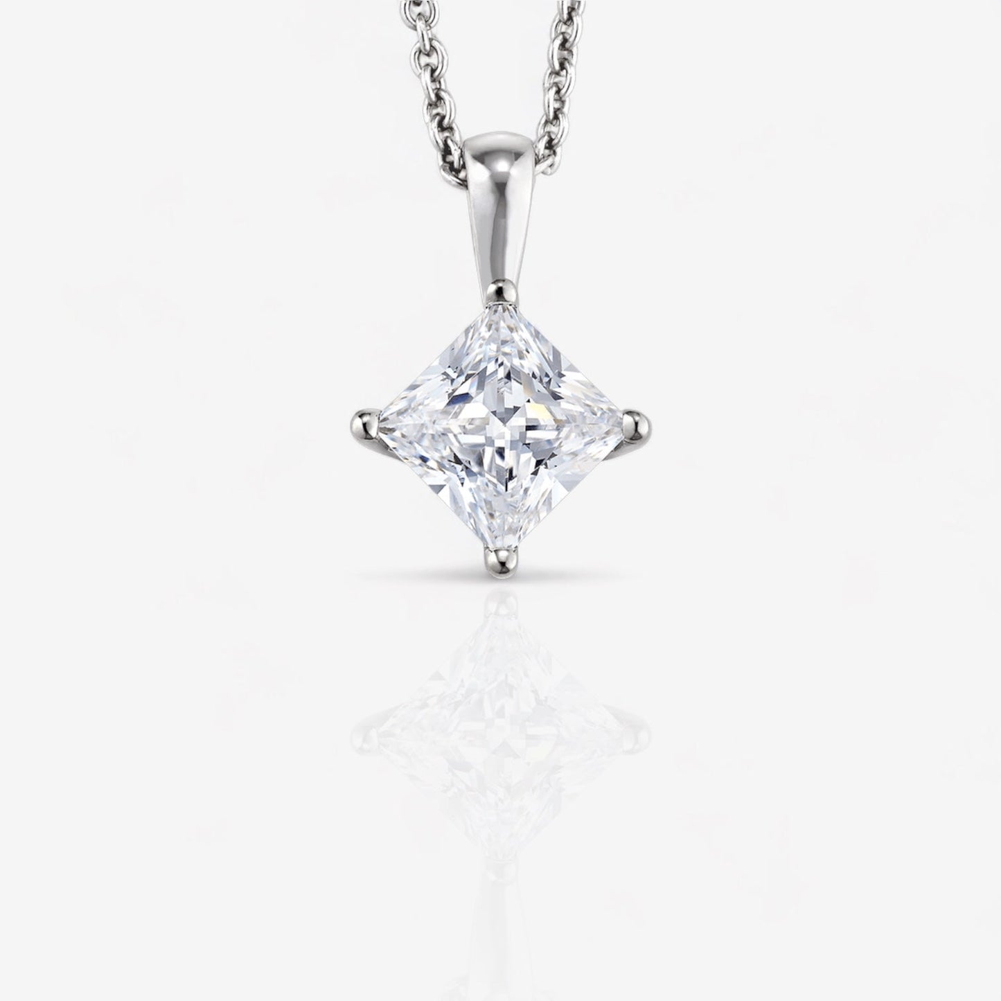 Kite-Set Lab-Grown Princess Cut Diamond Pendant