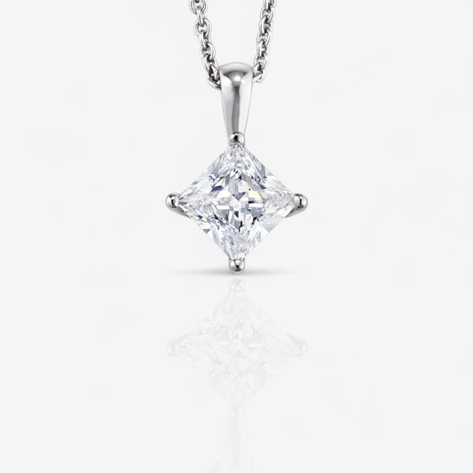 Kite-Set Lab-Grown Princess Cut Diamond Pendant