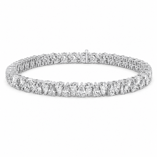 10.50 CTW Pear Cut Prong-Set Lab-Grown Diamond Tennis Bracelet in 14kt White Gold