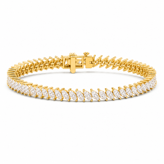 8.50 CTW Marquise Cut Prong-Set Lab-Grown Diamond Tennis Bracelet in 14kt Yellow Gold