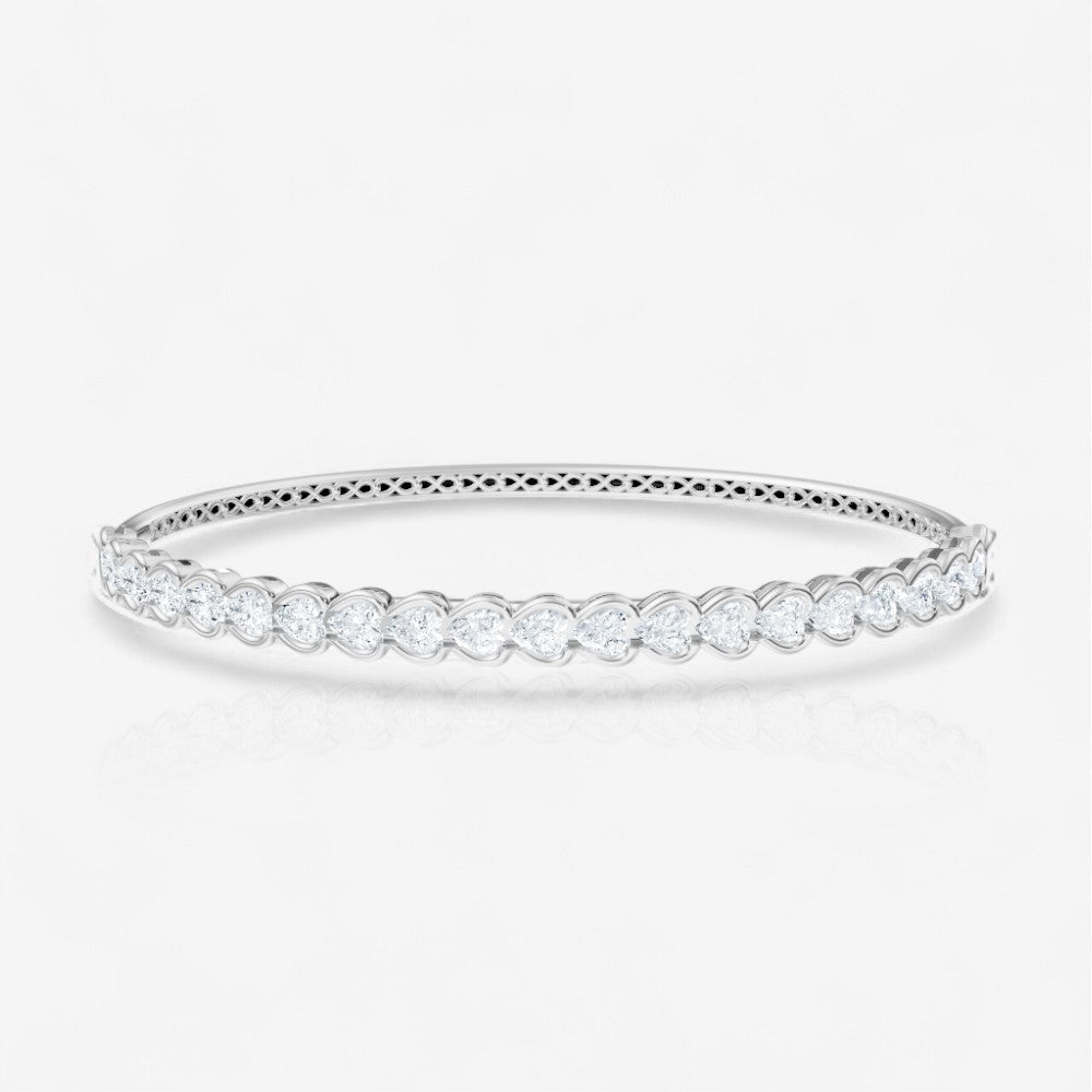 Half Bezel Heart Cut Lab-Grown Diamond Bangle Bracelet