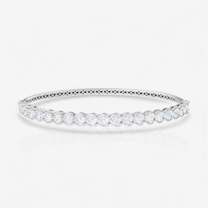 Half Bezel Heart Cut Lab-Grown Diamond Bangle Bracelet