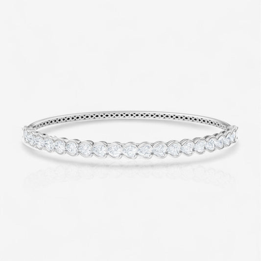 Half Bezel Heart Cut Lab-Grown Diamond Bangle Bracelet