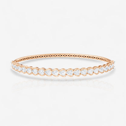 Half Bezel Heart Cut Lab-Grown Diamond Bangle Bracelet