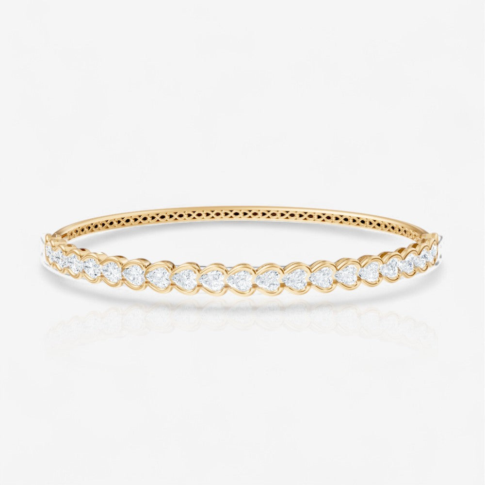 Half Bezel Heart Cut Lab-Grown Diamond Bangle Bracelet
