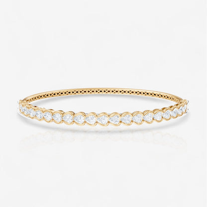Half Bezel Heart Cut Lab-Grown Diamond Bangle Bracelet