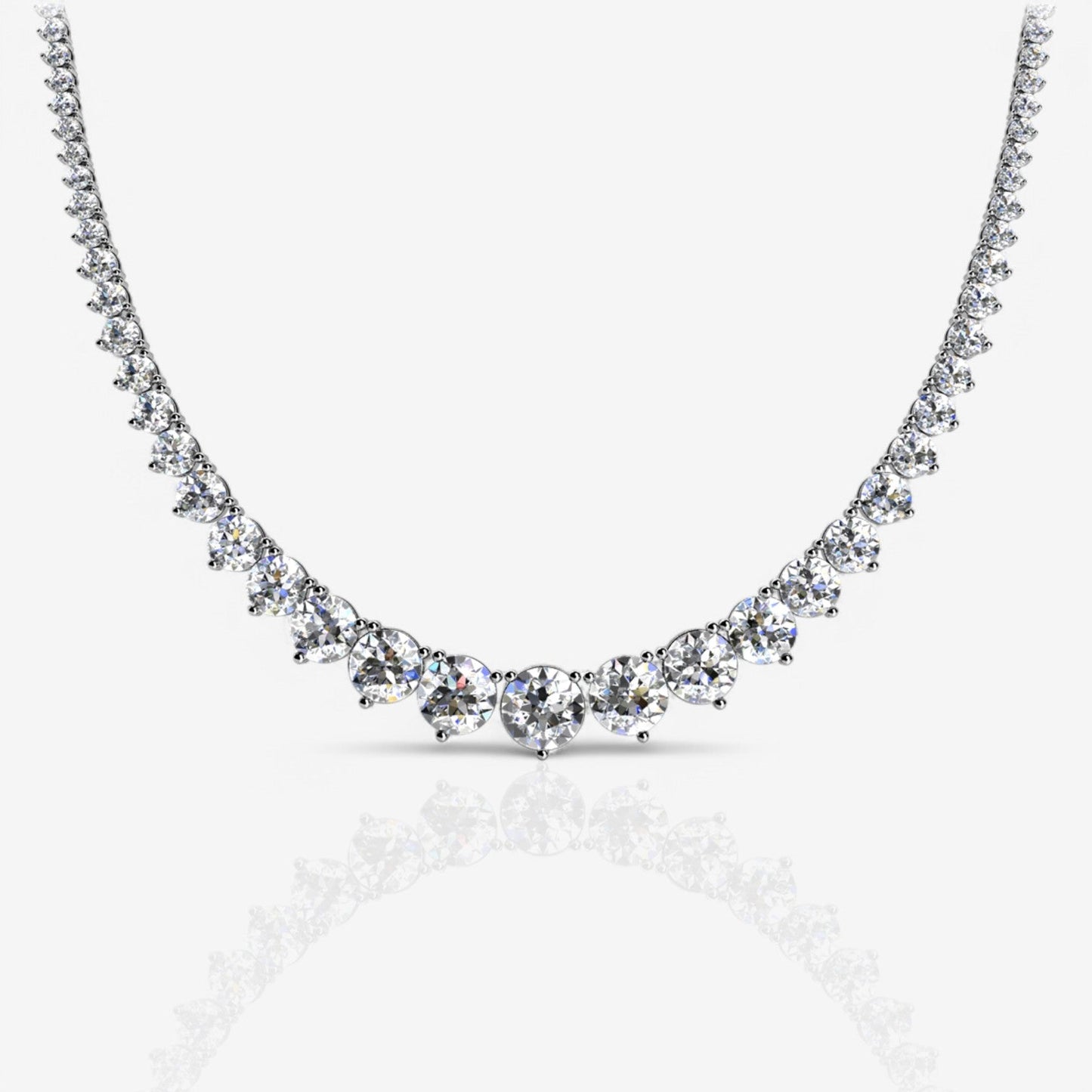 Three-Prong Graduated Lab Diamond Tennis Necklace