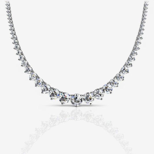 Three-Prong Graduated Lab Diamond Tennis Necklace