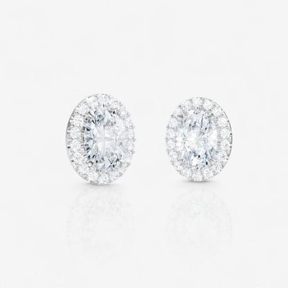 Oval Cut Lab-Grown Diamond Halo Stud Earrings