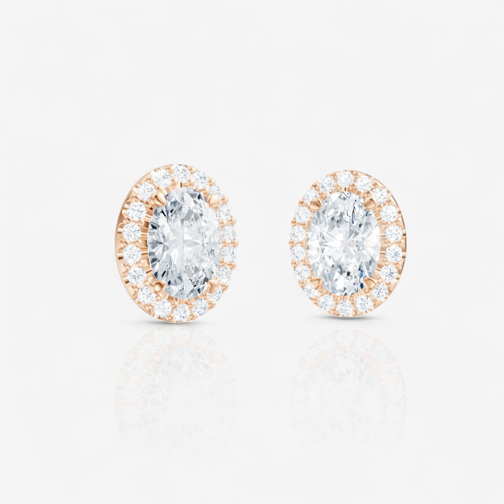 Oval Cut Lab-Grown Diamond Halo Stud Earrings