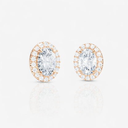 Oval Cut Lab-Grown Diamond Halo Stud Earrings