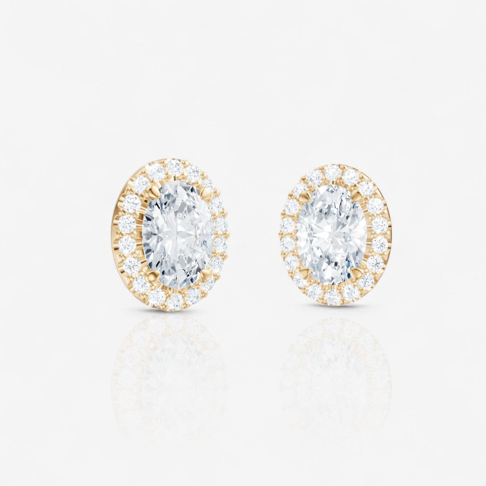 Oval Cut Lab-Grown Diamond Halo Stud Earrings