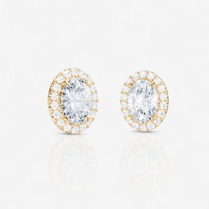 Oval Cut Lab-Grown Diamond Halo Stud Earrings