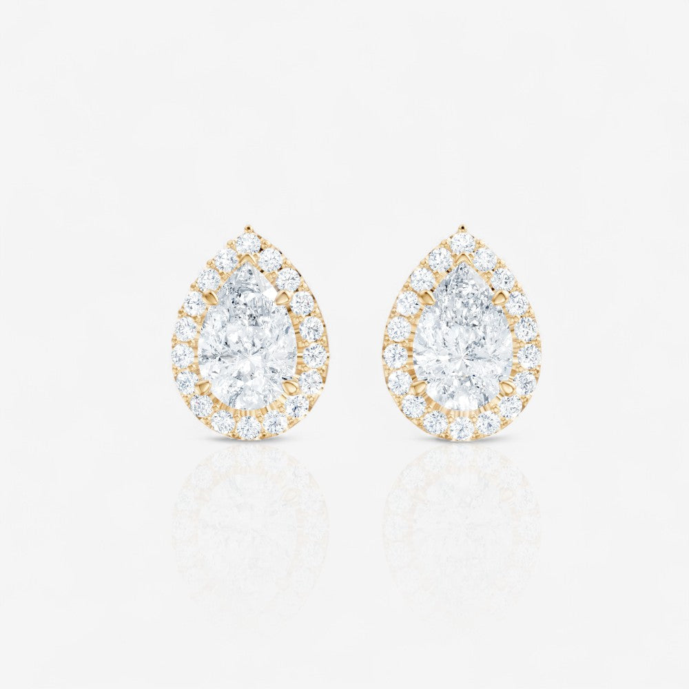 Pear Cut Lab-Grown Diamond Halo Stud Earrings