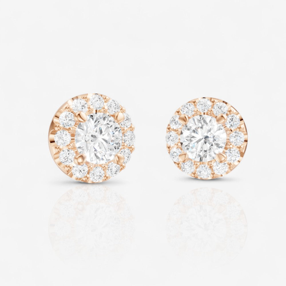 Round Lab-Grown Diamond Halo Stud Earrings