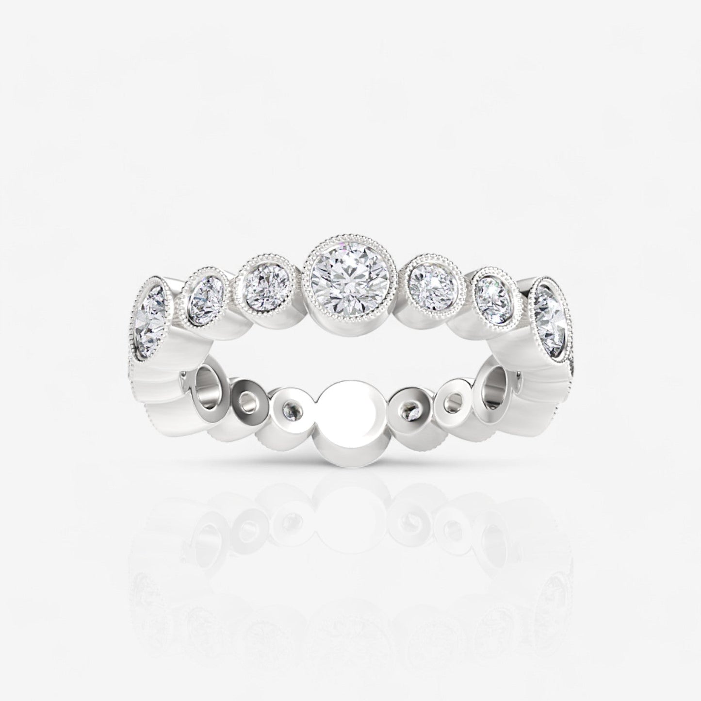 Alternating Lab Diamond Bezel Set Eternity Band
