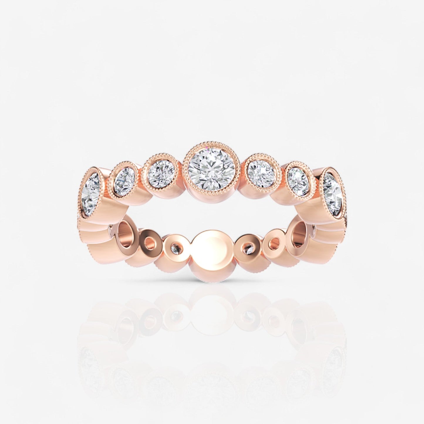 Alternating Lab Diamond Bezel Set Eternity Band