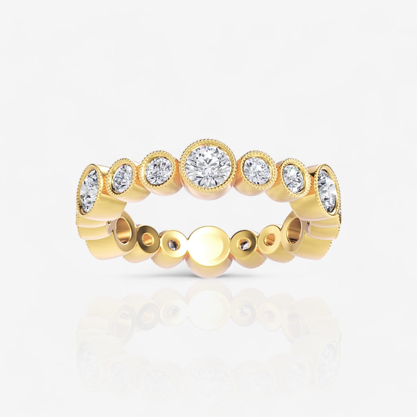 Alternating Lab Diamond Bezel Set Eternity Band