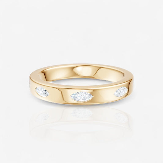 0.35 CTW 14kt Gold Lab-Grown Marquise Diamond Inlay Fashion Band