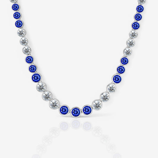 Alternating Bezel Set Sapphire & Lab Diamond Tennis Necklace