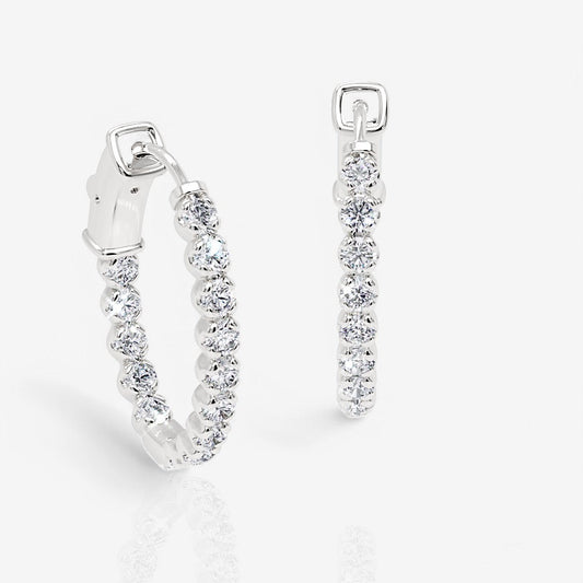 Oval-Shaped Lab Diamond Eternity Hoop Earrings, 1.0 Inch
