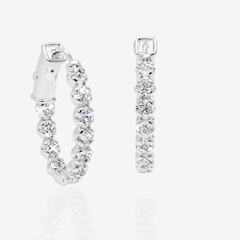 Oval-Shaped Lab Diamond Eternity Hoop Earrings, 1.0 Inch