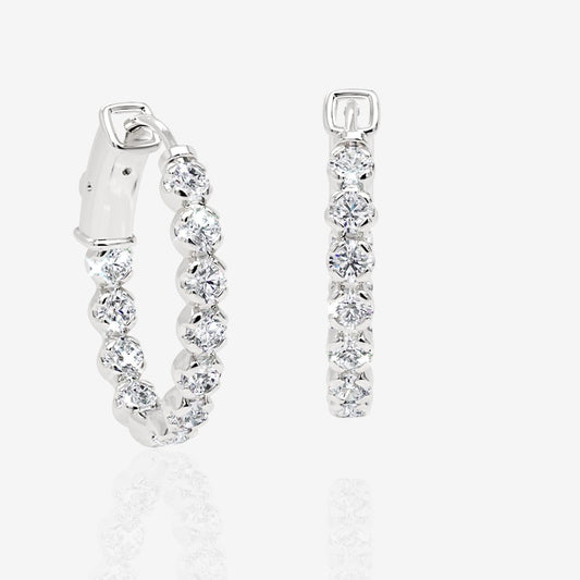 Oval-Shaped Lab Diamond Eternity Hoop Earrings, 1.0 Inch