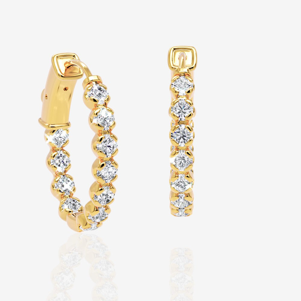 Oval-Shaped Lab Diamond Eternity Hoop Earrings, 1.0 Inch