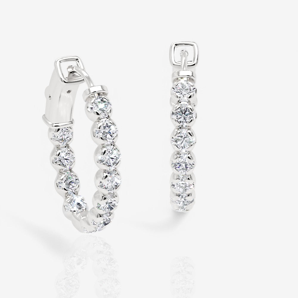 Oval-Shaped Lab Diamond Eternity Hoop Earrings, 1.0 Inch