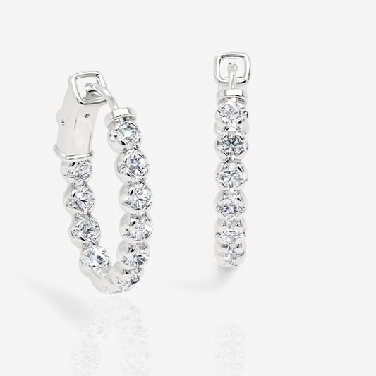 Oval-Shaped Lab Diamond Eternity Hoop Earrings, 1.0 Inch