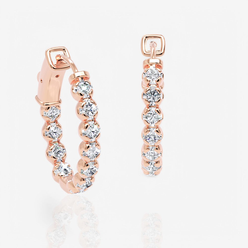 Oval-Shaped Lab Diamond Eternity Hoop Earrings, 1.0 Inch
