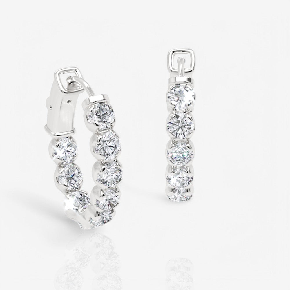 Oval-Shaped Lab Diamond Eternity Hoop Earrings, 1.0 Inch