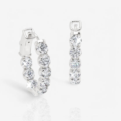 Oval-Shaped Lab Diamond Eternity Hoop Earrings, 1.0 Inch