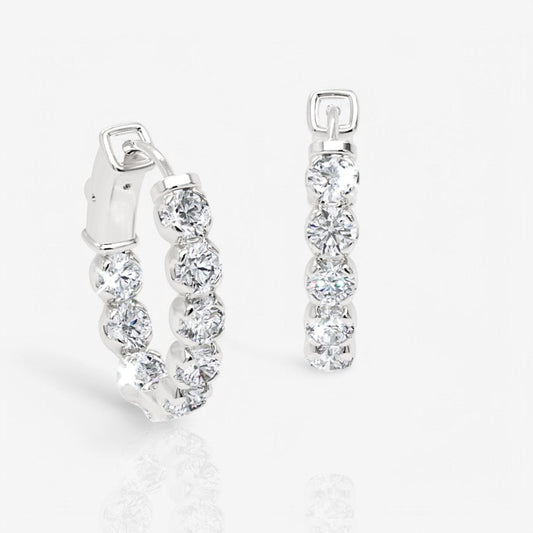 Oval-Shaped Lab Diamond Eternity Hoop Earrings, 1.0 Inch