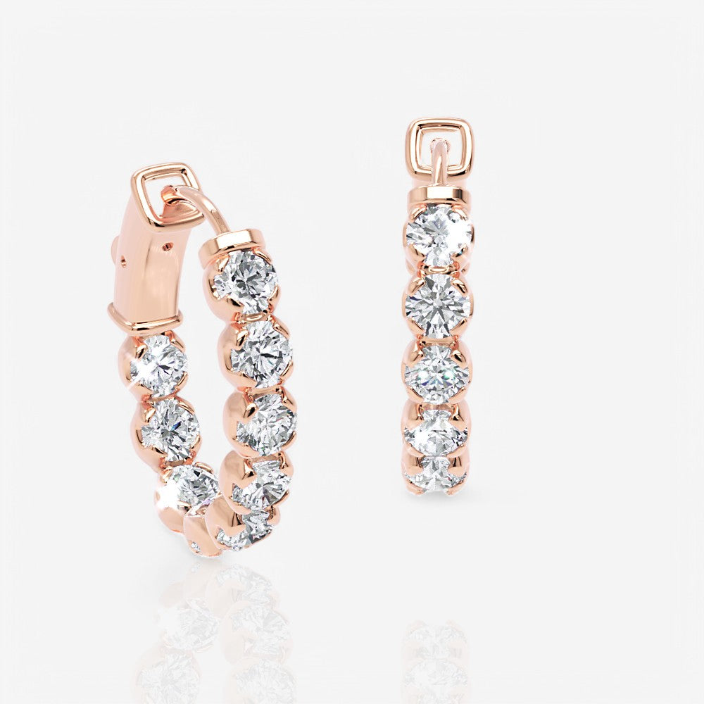 Oval-Shaped Lab Diamond Eternity Hoop Earrings, 1.0 Inch