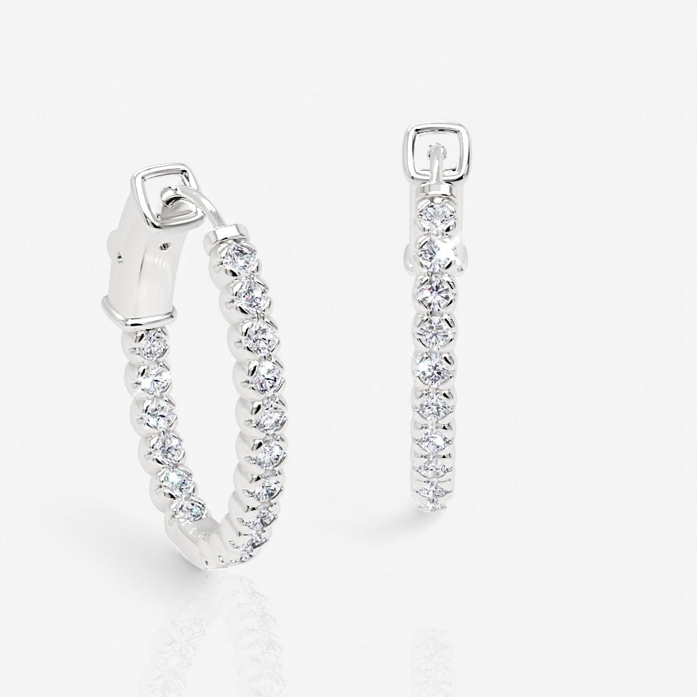 Oval-Shaped Lab Diamond Eternity Hoop Earrings, 1.0 Inch
