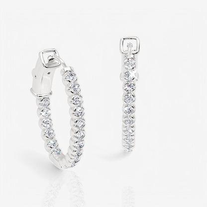 Oval-Shaped Lab Diamond Eternity Hoop Earrings, 1.0 Inch