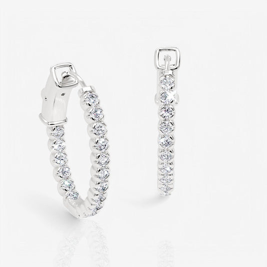 Oval-Shaped Lab Diamond Eternity Hoop Earrings, 1.0 Inch
